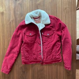 Levi’s red corduroy shearling jacket. Never worn! Super cute.